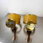 Pair of vintage rattan & wood wall sconces, Italy, circa 1970s