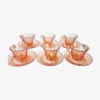 Coffee service 6 people pink KIG Indonesia vintage