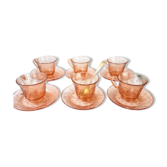 Coffee service 6 people pink KIG Indonesia vintage