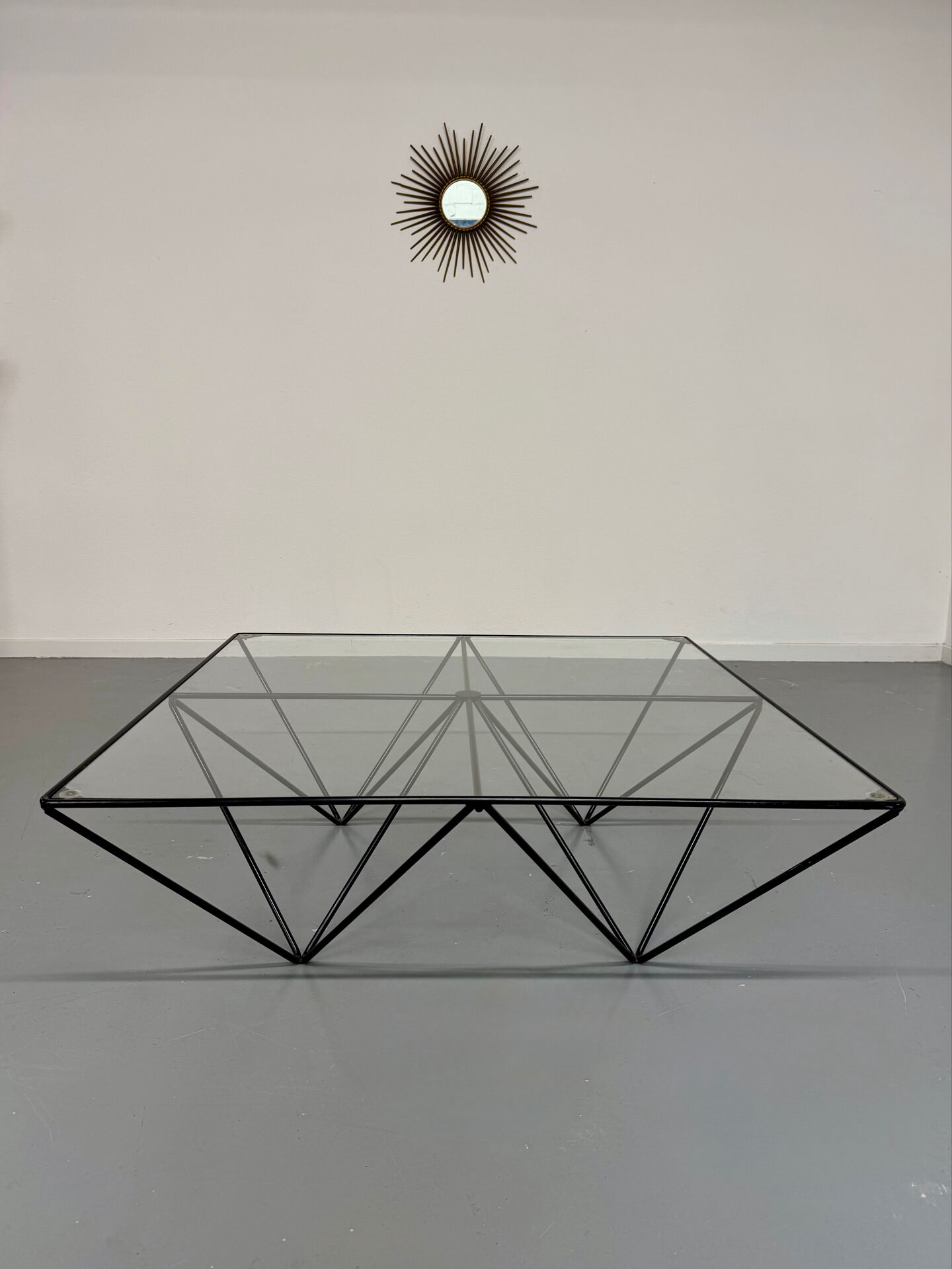 Vintage 1980s Italian architectural design metal coffee table.
