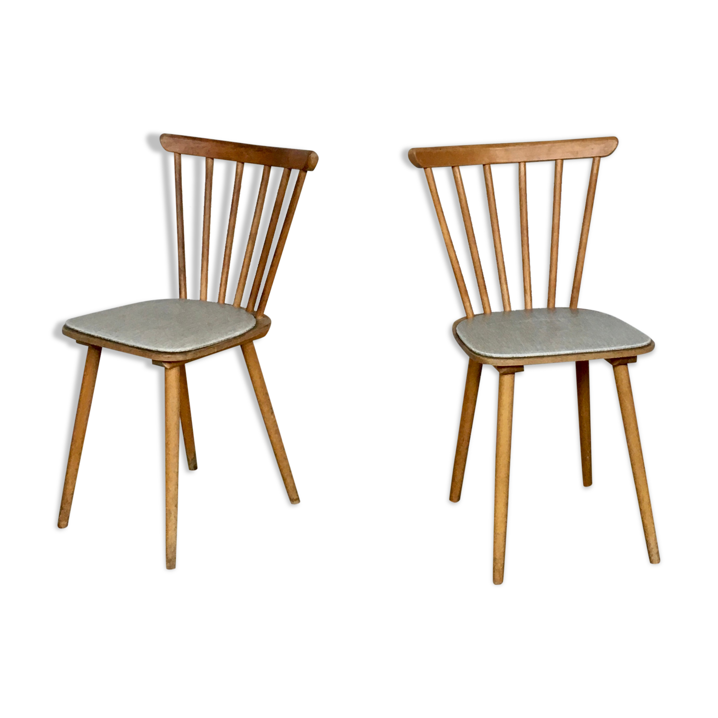 Pair of vintage white leatherette bistro chairs from the 1960s