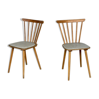 Pair of vintage white leatherette bistro chairs from the 1960s