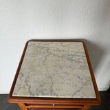 Table de chevet vintage en bois avec plateau en marbre