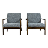 Pair of Restored Black B-7522 armchairs by Zenon Bączyk, 1960’s