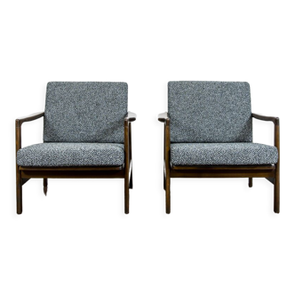 Pair of Restored Black B-7522 armchairs by Zenon Bączyk, 1960’s