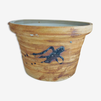 Cache pot céramique "tachiste", signé La Poterie du colombier, la colombe, années 70