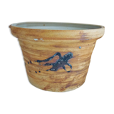 Ceramic "tachiste" flowerpot, signed La Poterie du colombier, the dove, 1970s