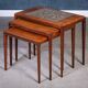 Nest Tables in Rosewood with Tiles by Johannes Andersen for CFC Silkeborg, Denmark, 1960s, Set of 3
