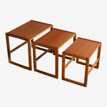 Set of 3 teak nesting coffee tables danish 1960s