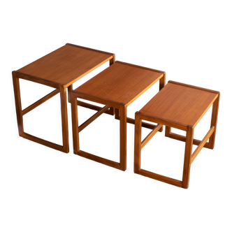 Set of 3 teak nesting coffee tables danish 1960s