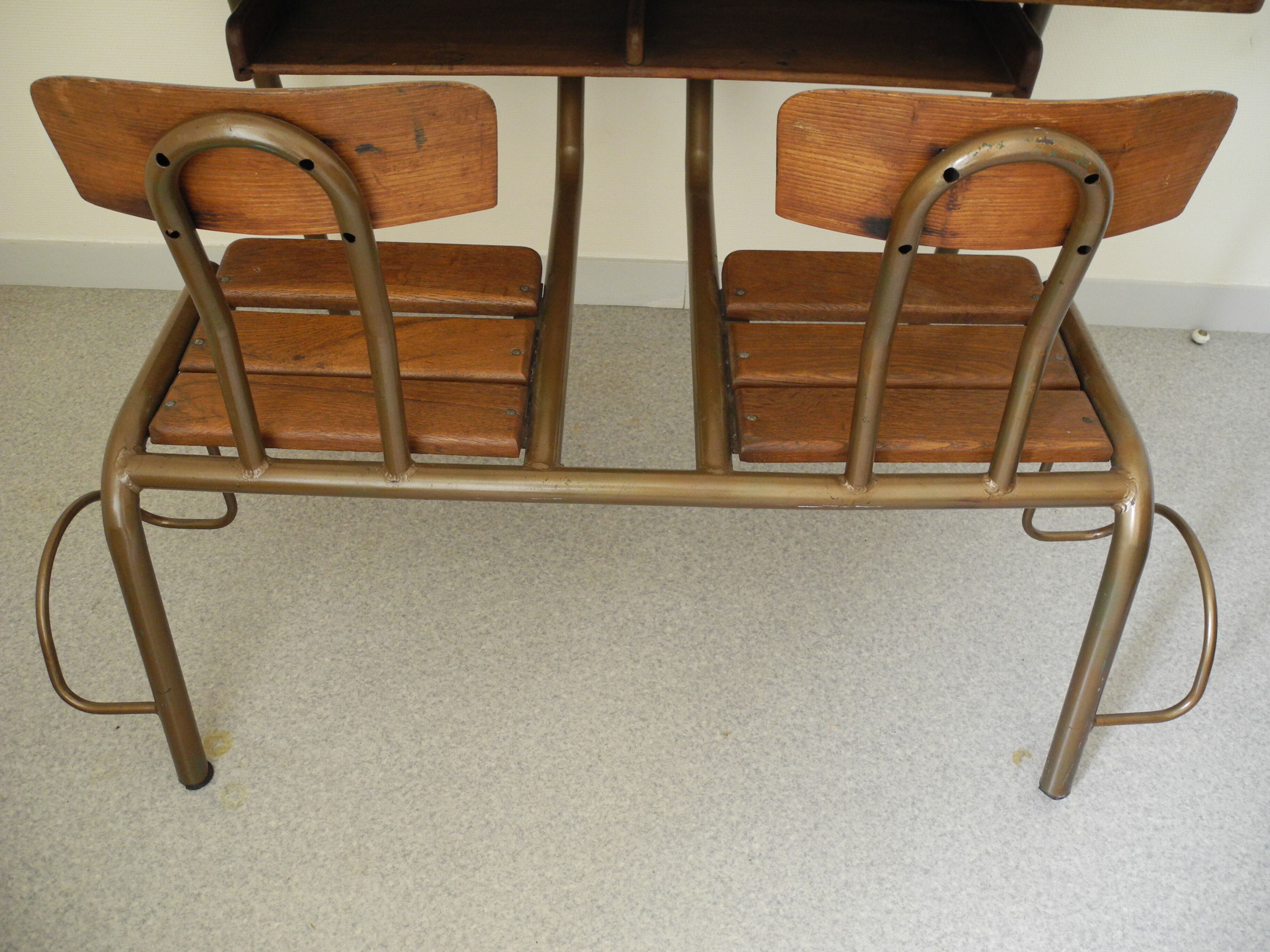 Bureau d'écolier pupitre double Matco Paris déco rétro vintage