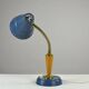 Blue Metal, Brass & Teak Table or Desk Lamp by Ringus, Sweden, 1950s