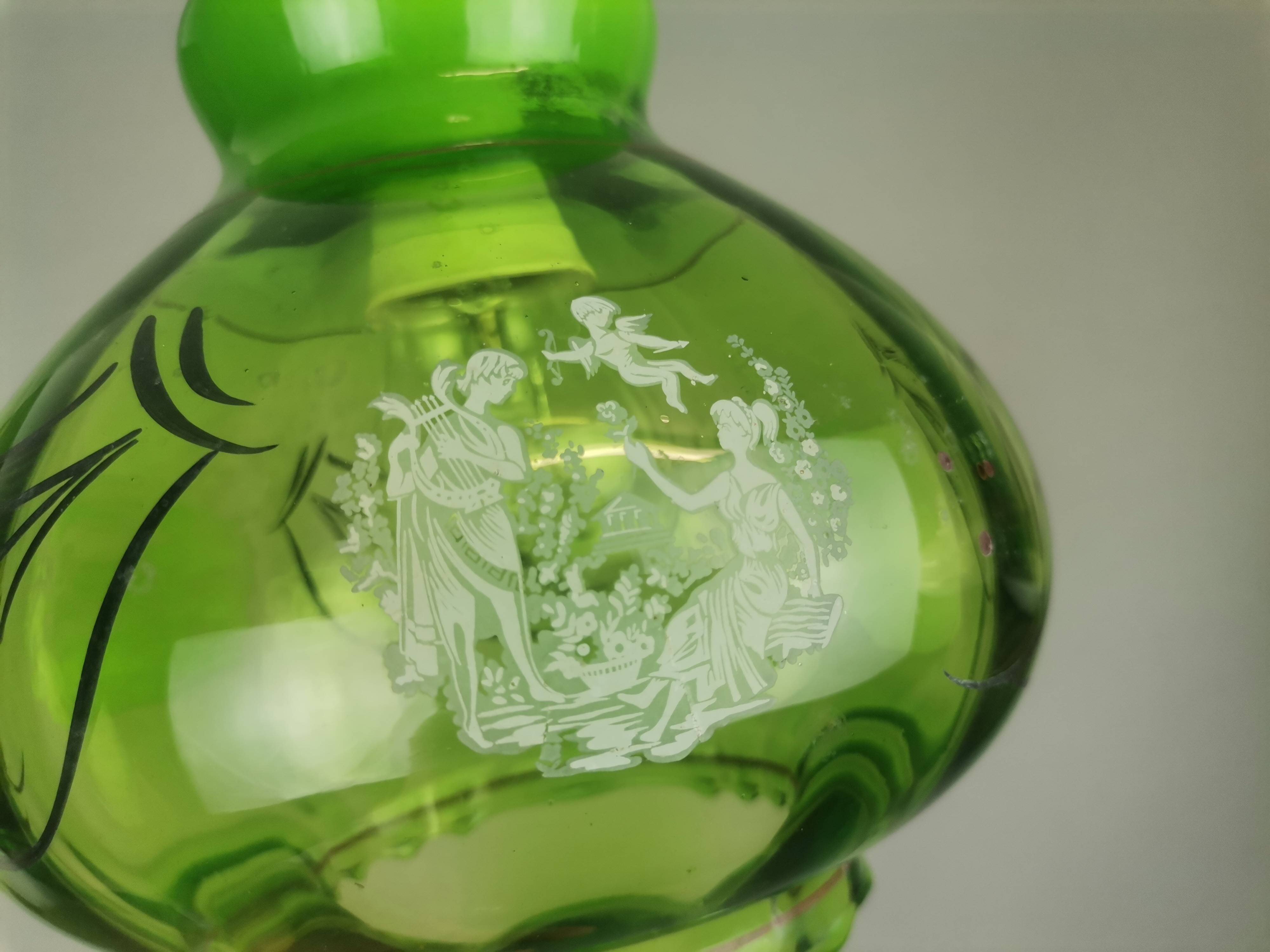 Green glass farmhouse hanging lamp