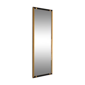 Vintage rectangular mirror with gold and black metal frame