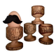 Brutalist egg cups in vintage raw solid wood