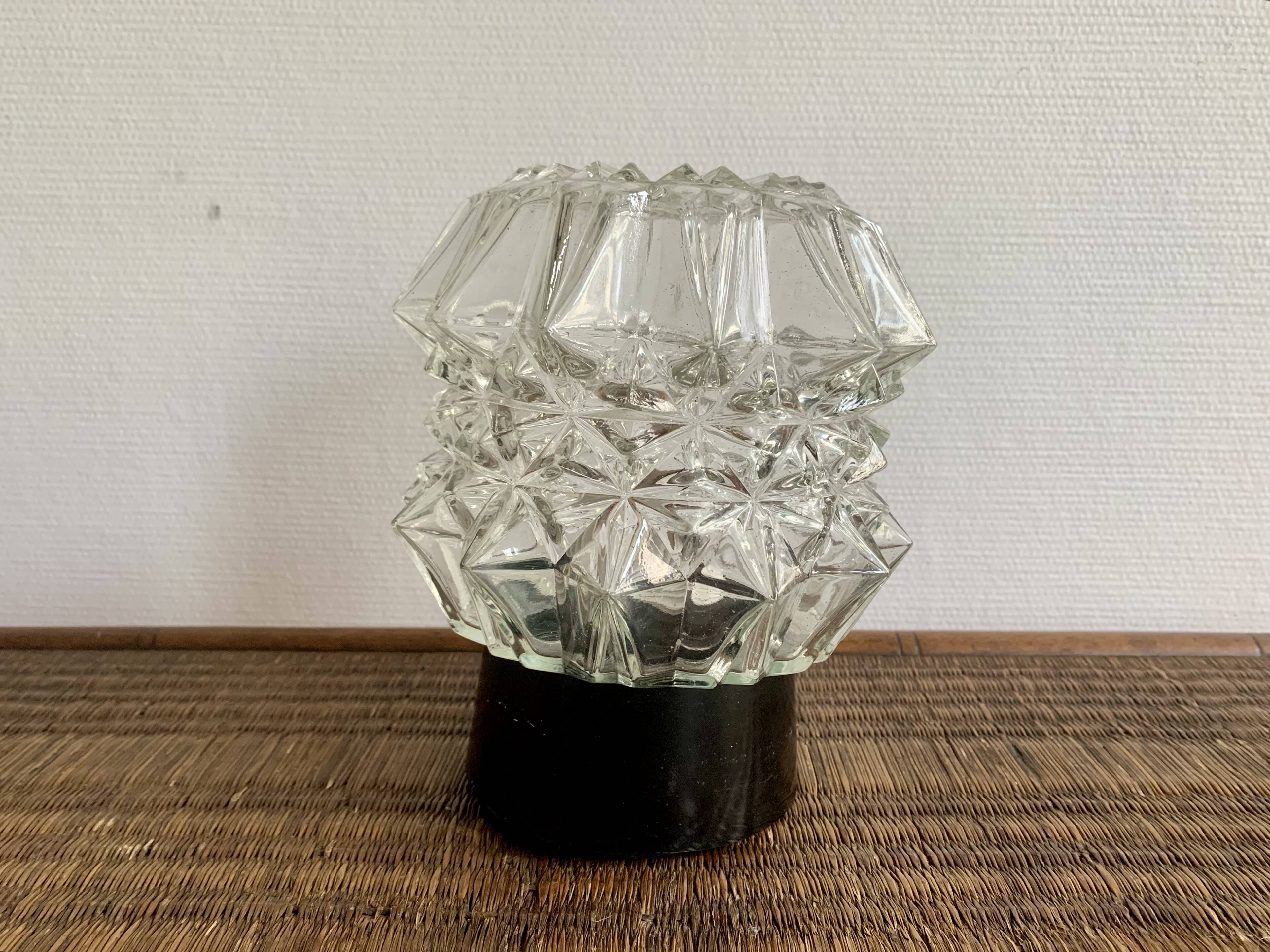 Diamond-point molded glass ceiling light, 1960