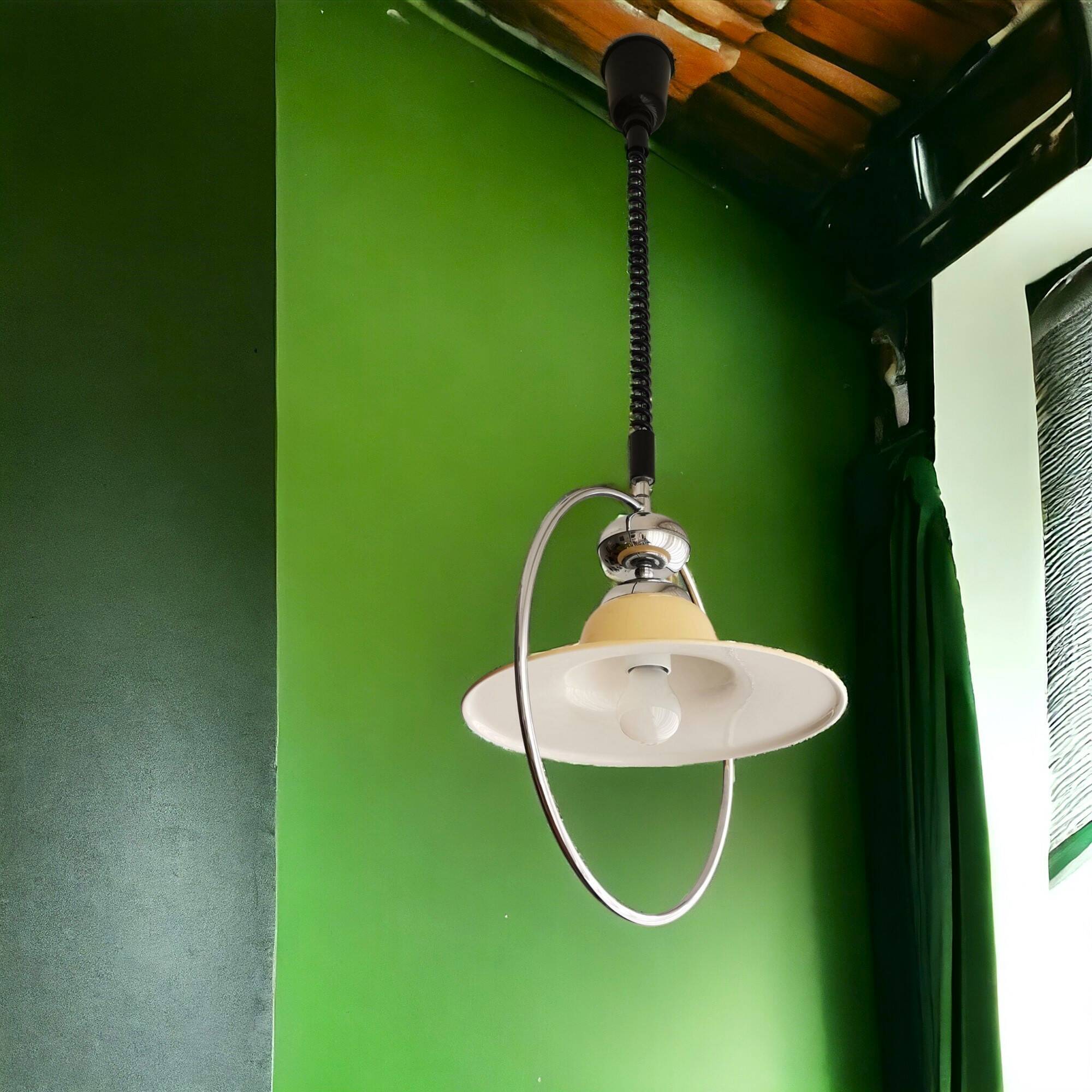 Pull-down rise and fall mid century modern 1960s hanging lamp