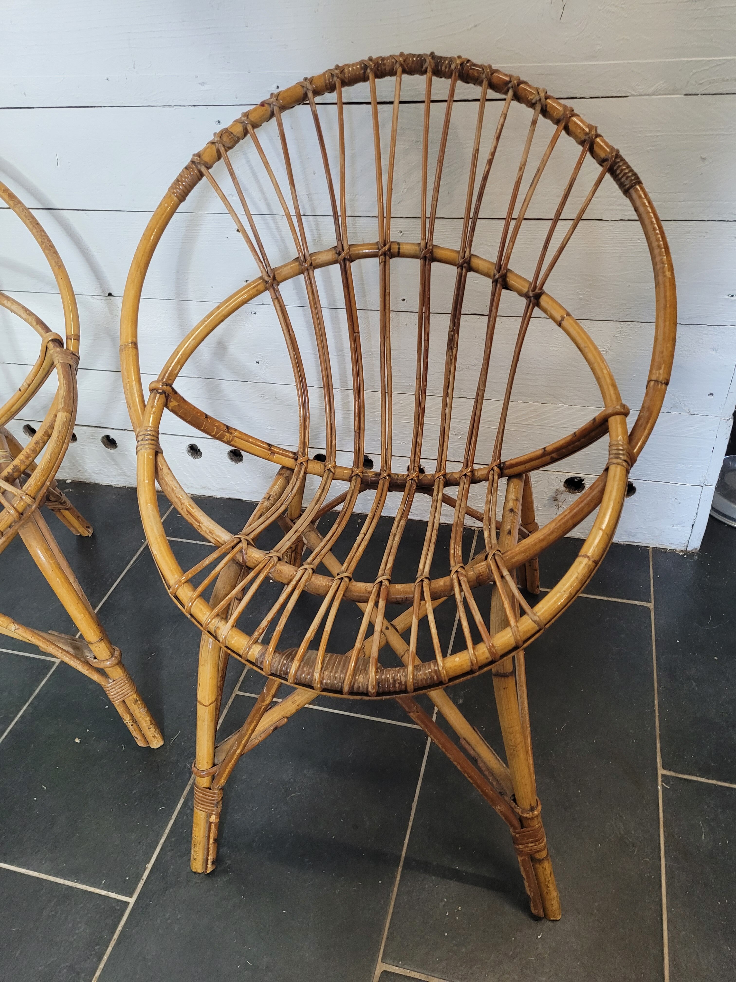 3 rattan armchairs from the 70s