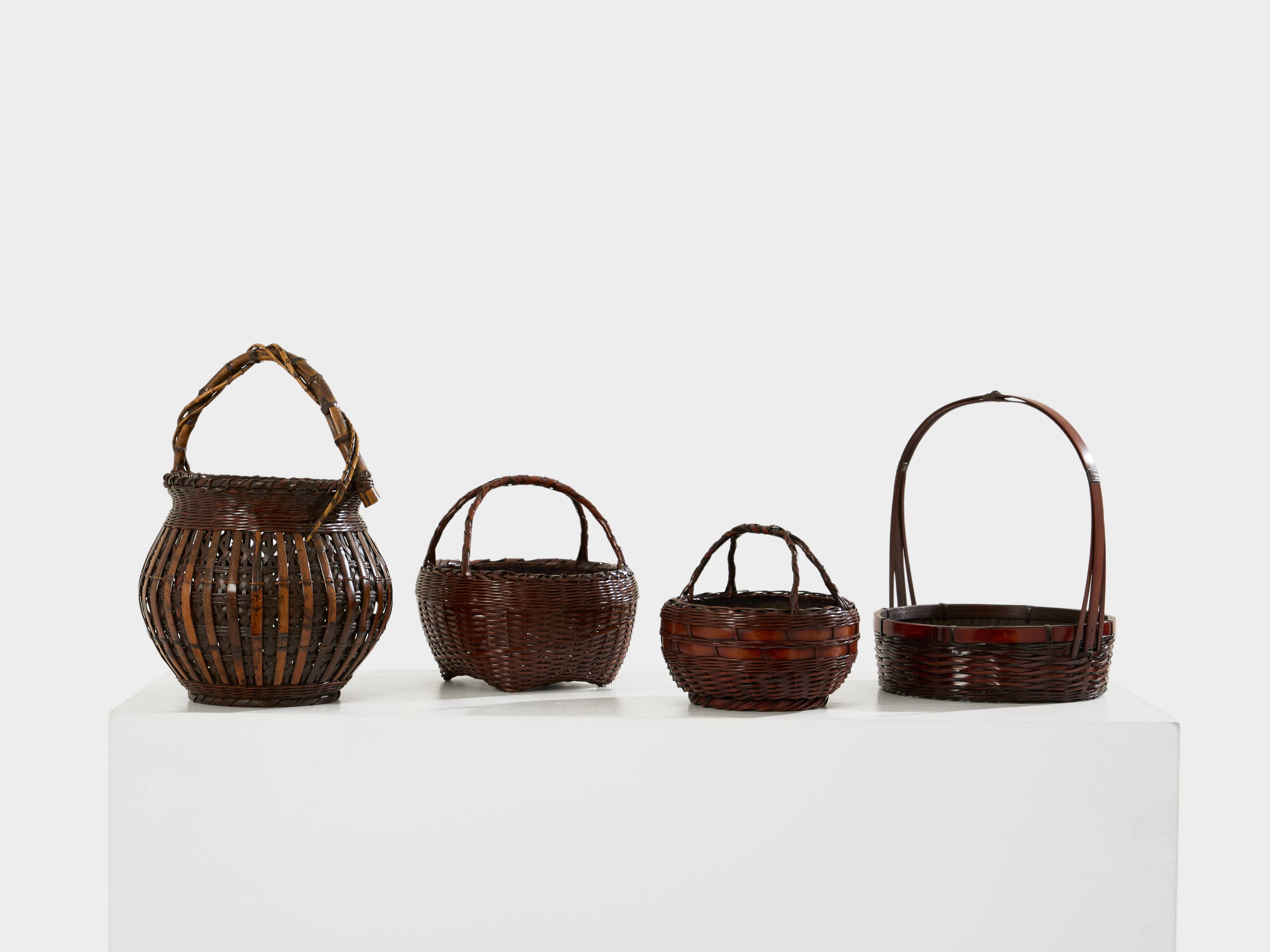 Ensemble de paniers Ikebana en bambou Maeda Chikubōsai periode Meiji