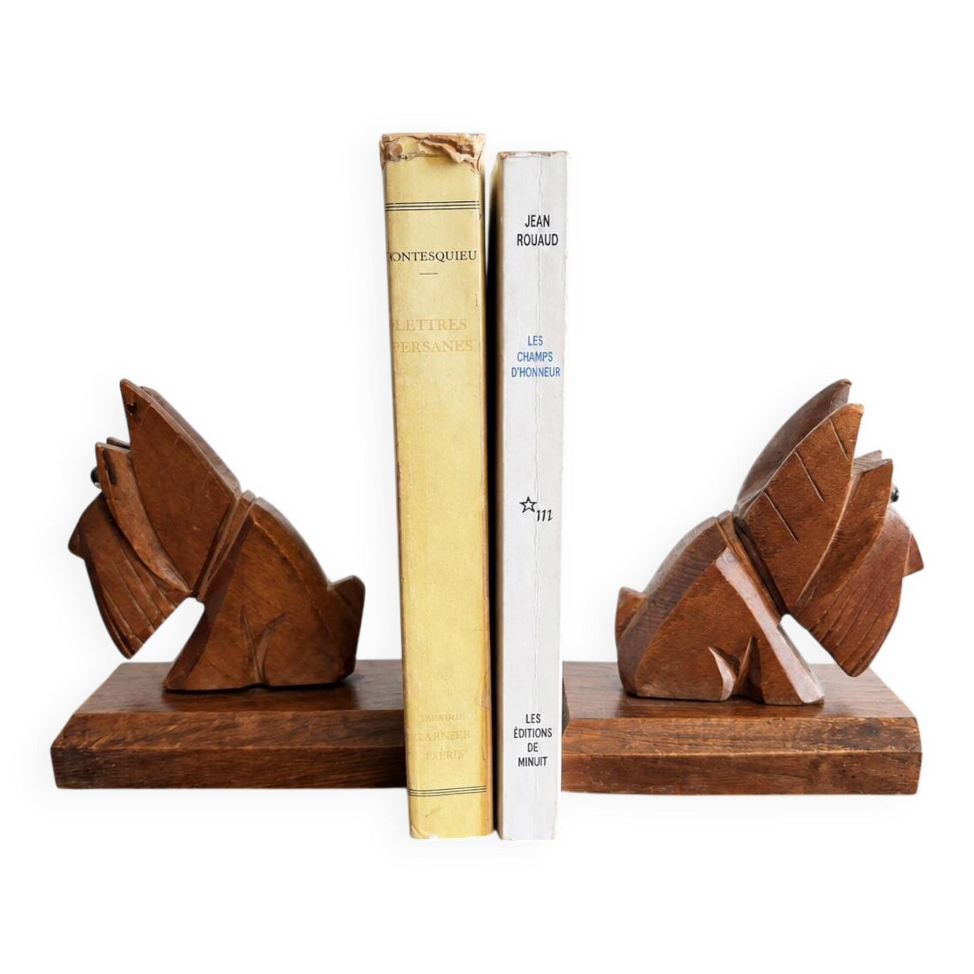 Vintage carved wooden bookends – Scottish Terrier dogs