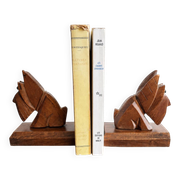 Vintage carved wooden bookends – Scottish Terrier dogs