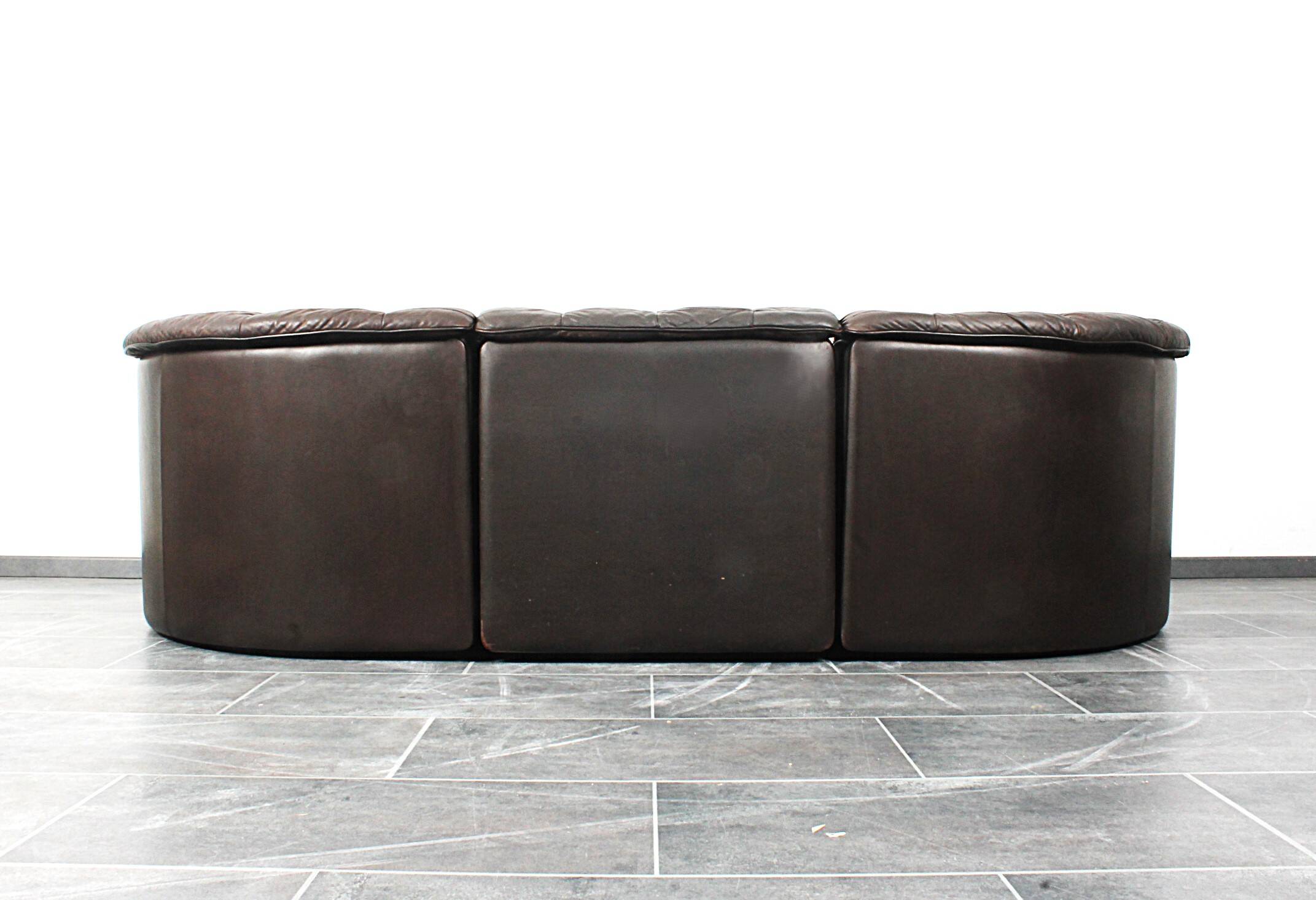 Canapé trois places De Sede DS-11 en cuir marron chocolat