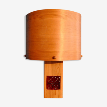 Lampe de table scandinave en lamelles de pins, 1960