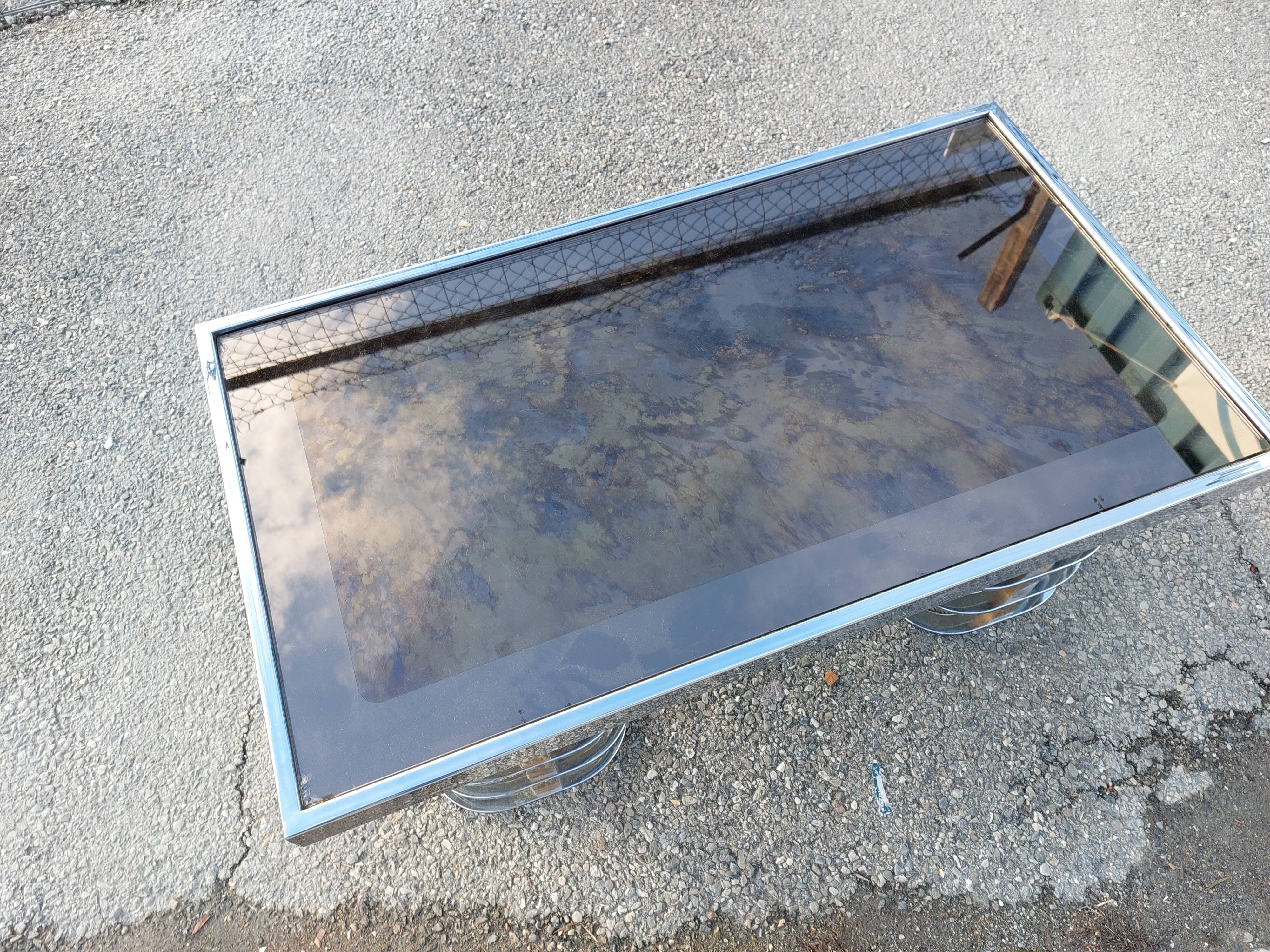 Vintage coffee table with chrome and gold base