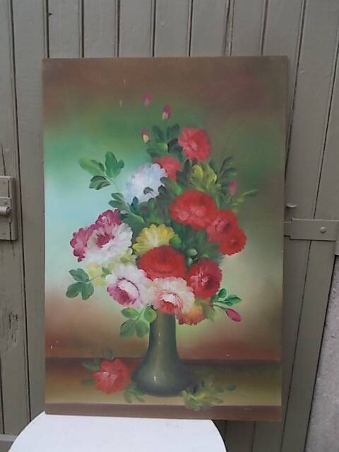 Large painting of a bouquet of flowers 91.5 x 60.5