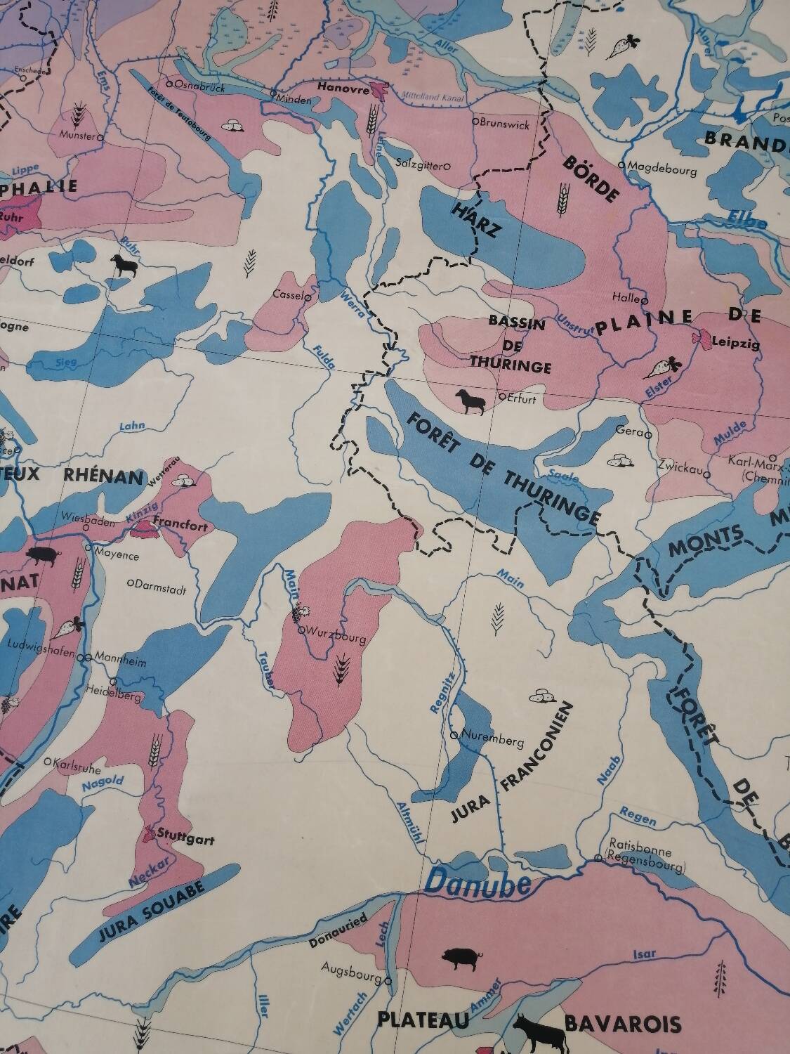Old MDI map Germany Agricultural and vintage population