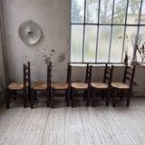 Straw chairs oak 1940s Dudouyt
