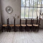 Straw chairs oak 1940s Dudouyt