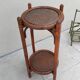 Vintage folding wooden and wicker side table.