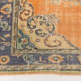 6x9 Pumpink Orange & Blue Classic Turkish Area Rug, 187x271Cm