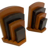 Art Deco bookends wood minimalist design set