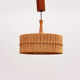 Vintage Temde Hanging Lamp with Teak and Raffia 1960s Germany.