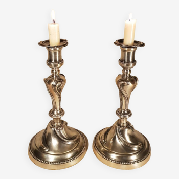 Louis xv style silver metal candle holders
