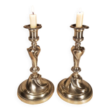 Bougeoirs métal argenté de style Louis xv