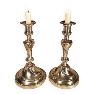 Louis xv style silver metal candle holders