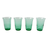 lot de 4 verres à eau en verre vert 1970