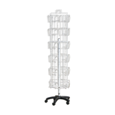 White swivel postcard display on wheels