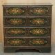 Antique Swedish commode hand-painted, two drawers out of three.