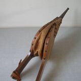 Old wooden and leather fireplace bellows works tool accessory