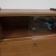 1960 Scandinavian secretary with teak compass feet and pastel yellow top