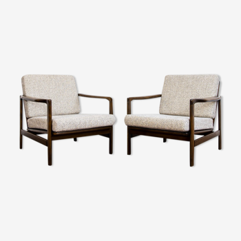 Pair of Restored Beige B-7522 armchairs by Zenon Bączyk, 1960’s