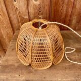 Suspension en rotin vintage