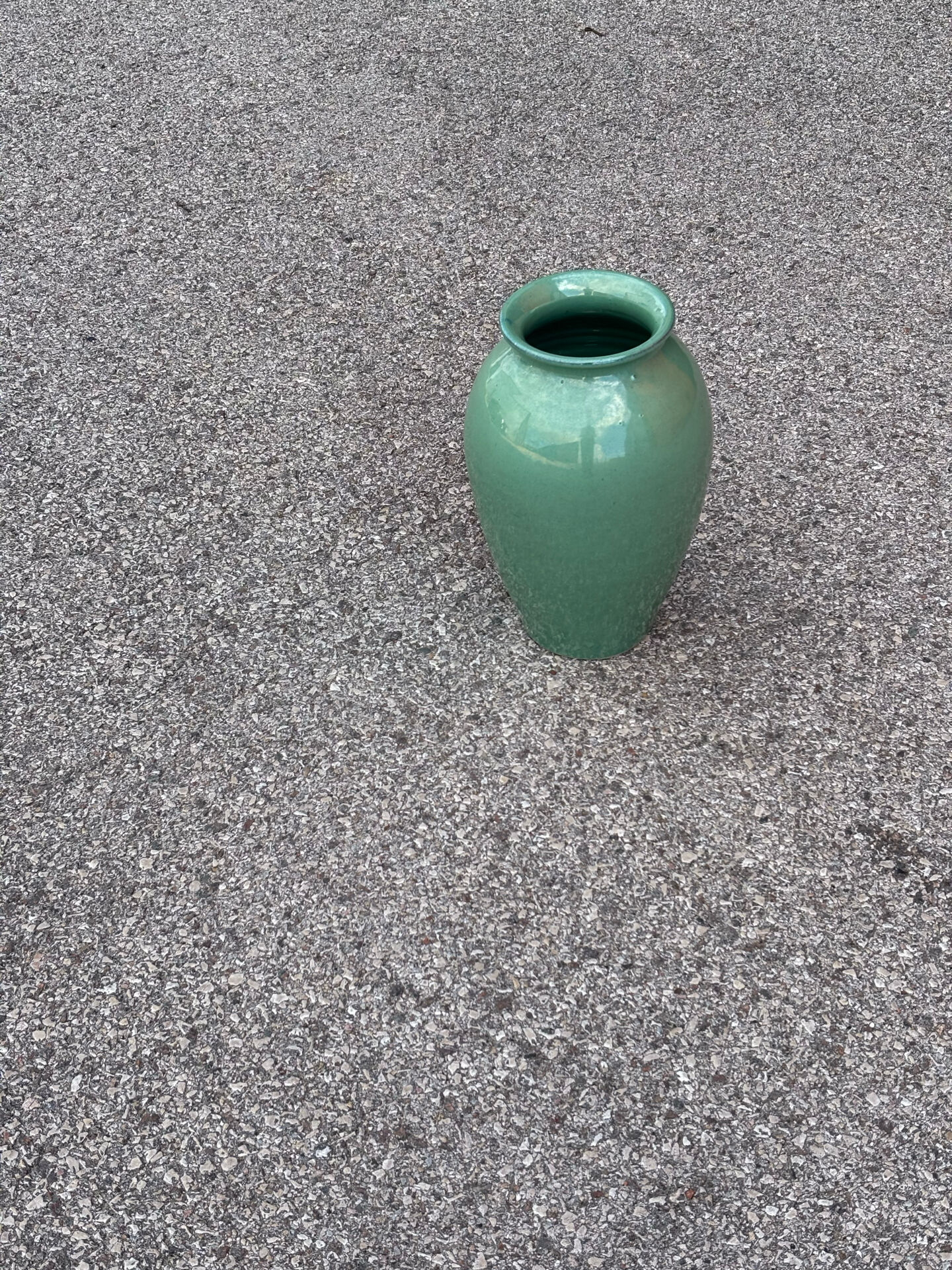 Jade green glazed ceramic vase, Vallauris 1950