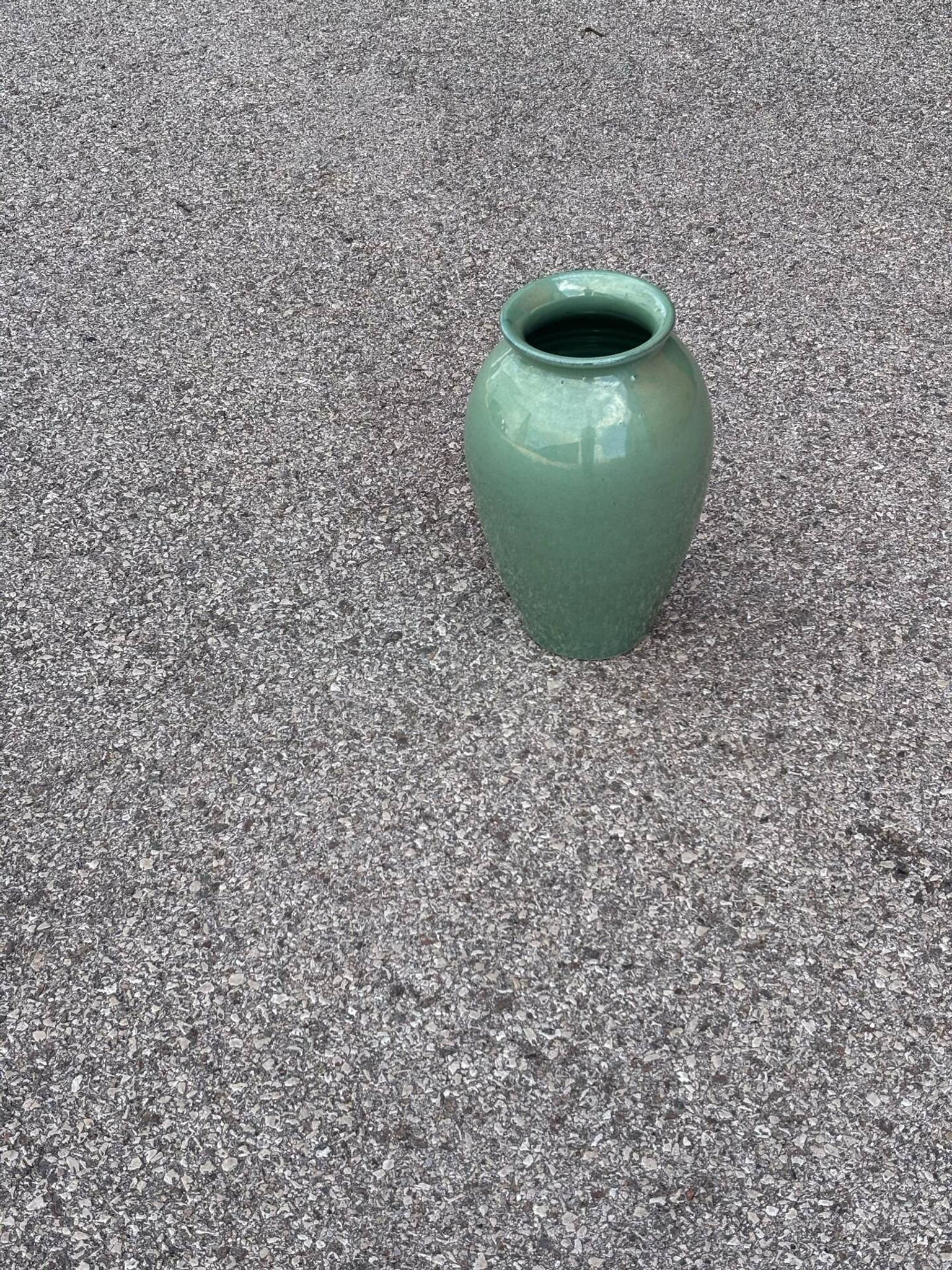 Jade green glazed ceramic vase, Vallauris 1950