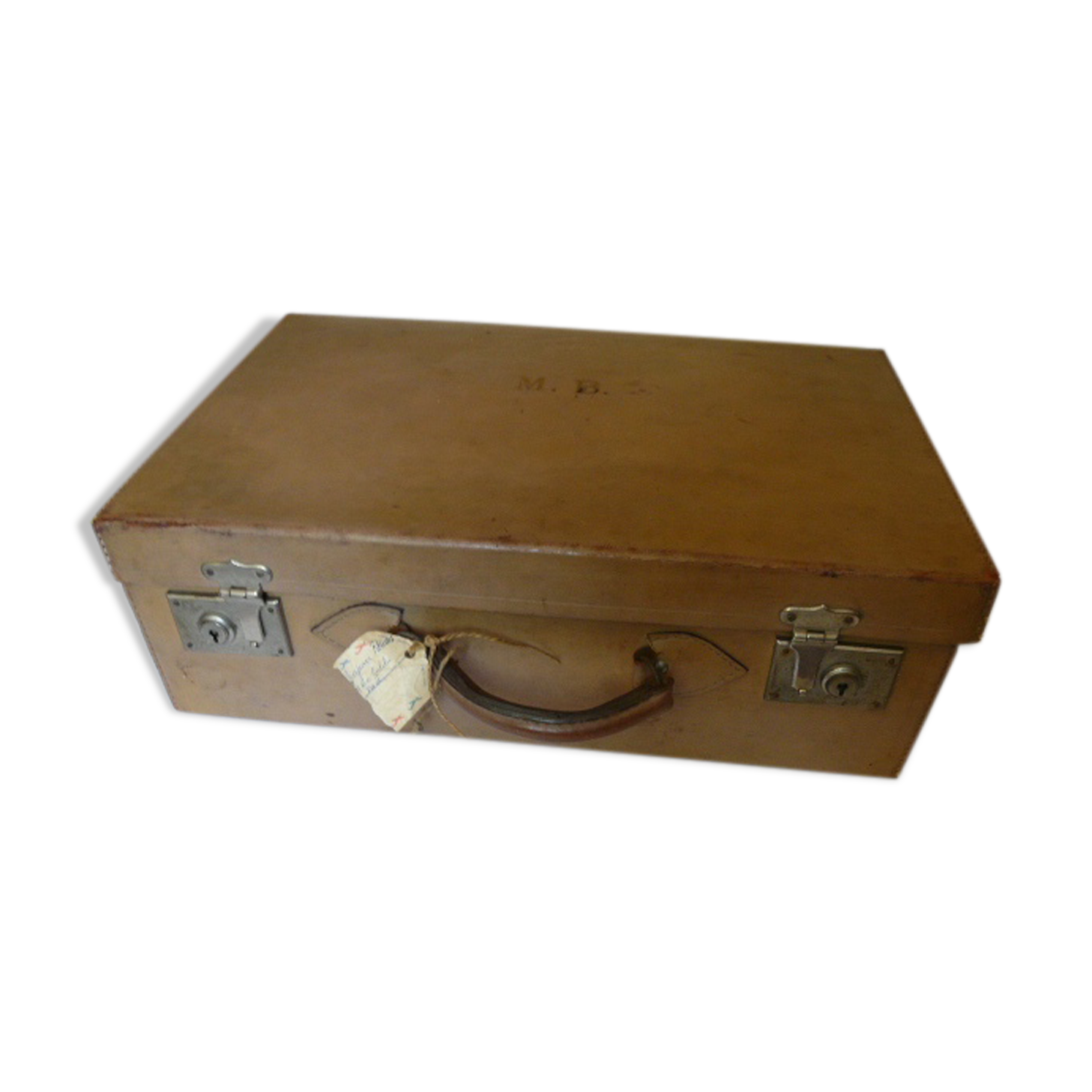 Suitcase leather monogrammed MB