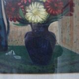 Tableau ancien dahlias